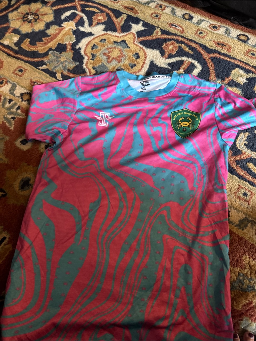 Adult cape coast ebusua dwarfs Pink & Teal Athletic Soccer Jersey